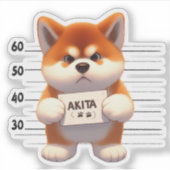 いたずら秋田犬 シール (正面)