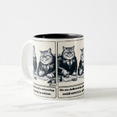 いたずら笑い:狡猾な猫政治家 ツートーンマグカップ (正面左)