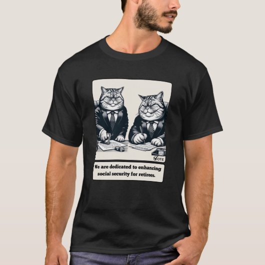 いたずら笑い:狡猾な猫政治家 Tシャツ (正面)