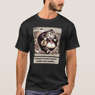 いたずら笑い：狡猾な猫政治家 Tシャツ