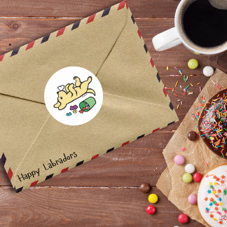 いたずら黄色ラブラドールサイドアイ ラウンドシール