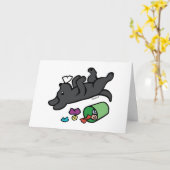 いたずら黒ラブラドールサイドアイ カード (黄色い花)