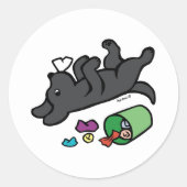 いたずら黒ラブラドールサイドアイ ラウンドシール (正面)