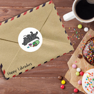 いたずら黒ラブラドールサイドアイ ラウンドシール