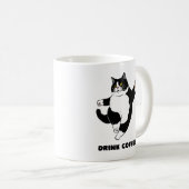 いたずら黒猫のコーヒーマグ - 休憩リマインダー コーヒーマグカップ (正面右)