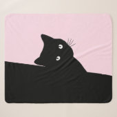 いたずら黒猫ピンク シェルパブランケット (正面(横))