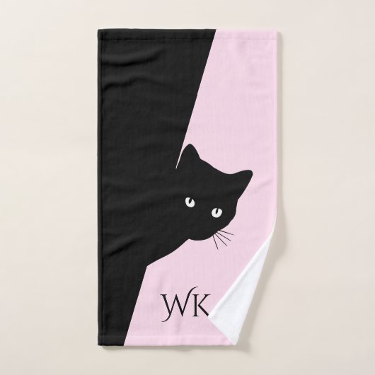 いたずら黒猫モノグラム バスタオル セット (ハンドタオル)