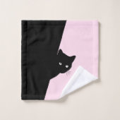 いたずら黒猫モノグラム バスタオル セット (ウォッシュタオル)