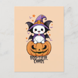 いたずら | こうもり、帽子、カボチャ シーズンポストカード