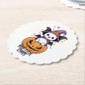 いたずら | こうもり、帽子、カボチャ ペーパーコースター (アングル)