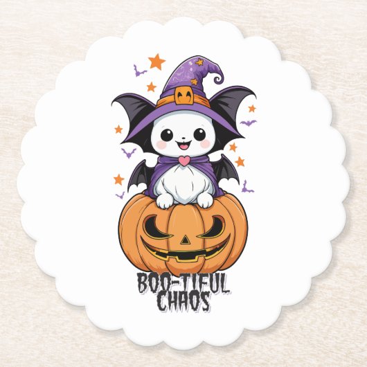 いたずら | こうもり、帽子、カボチャ ペーパーコースター (正面)