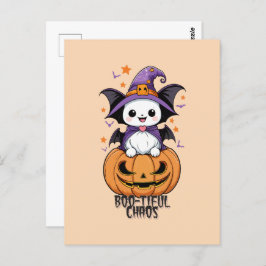いたずら | こうもり、帽子、カボチャ ポストカード