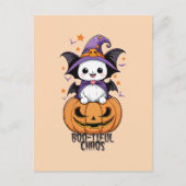 いたずら | こうもり、帽子、カボチャ ポストカード (正面)