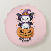 いたずら | こうもり、帽子、カボチャ ラウンドクッション (裏面)