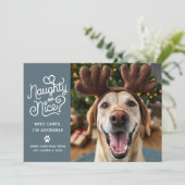 いたずら？それともいい子？　かわいいペットの犬と猫の写真 シーズンカード (スタンド正面)