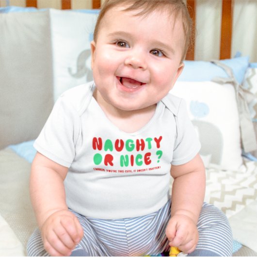 いたずら？それともいい子？ホリデーシーズンの楽しいクリスマス ベビーボディスーツ