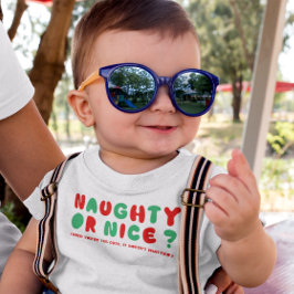 いたずら?それともいい子?ホリデー フェスティブ フニークリスマス ベビーTシャツ
