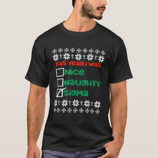 いたずらorいい子シグマ クリスマス ティーン男子 おもしろい クリスマスTシャツ Tシャツ