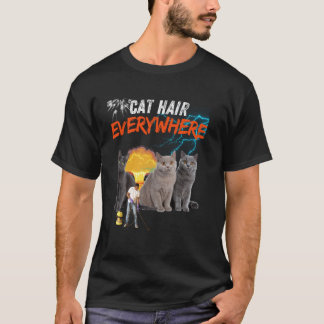 いたるところに猫の毛、面白い猫のデザイン、猫好き、 Tシャツ