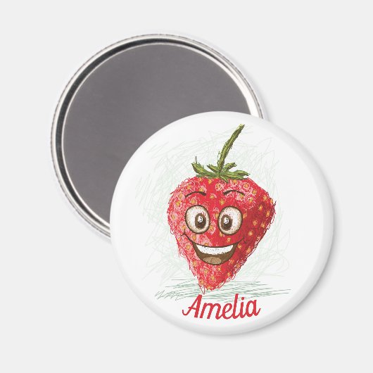 いちごおもしろいかパーソナライズされたわいい冷蔵庫 マグネット (正面/裏面)
