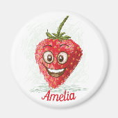 いちごおもしろいかパーソナライズされたわいい冷蔵庫 マグネット (正面)
