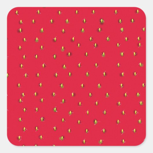 いちごおもしろいの背景の赤 スクエアシール (正面)