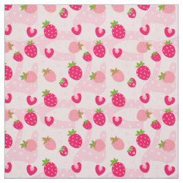 いちごおもしろいは、ピンク色で渦巻く。 ファブリック