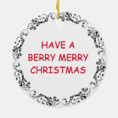 いちごおもしろいパンケーキのパンクリスマスパン セラミックオーナメント (裏面)