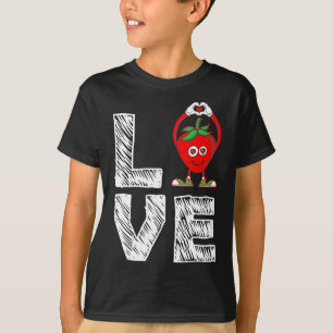 いちごおもしろいフルーツ恋人の食べ物 – I Love Strawb Tシャツ