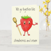 いちごおもしろい&クリー予測できなム漫画のラブアート カード (黄色い花)