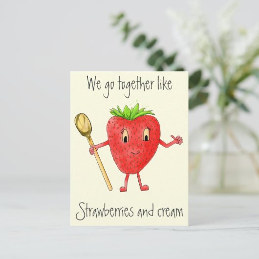 いちごおもしろい&クリー予測できなム漫画のラブアート ポストカード (スタンド正面)