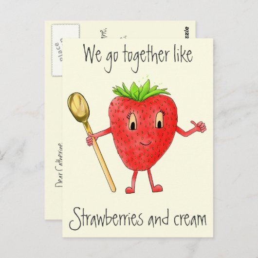 いちごおもしろい&クリー予測できなム漫画のラブアート ポストカード (正面/裏面)