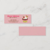 いちごおよびクリームのカップケーキの小型名刺 スキニー名刺 (正面/裏面)