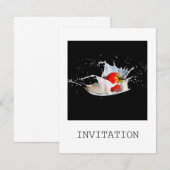 いちごおよびクリーム色の招待状 招待状 (正面/裏面)