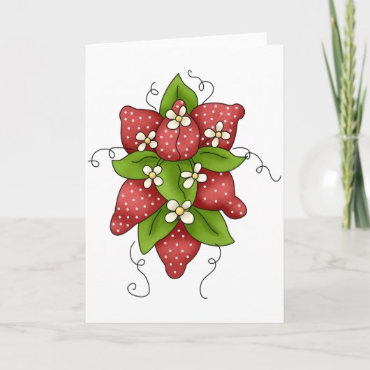 いちごおよび花の挨拶状 カード (正面)