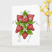 いちごおよび花の挨拶状 カード (黄色い花)