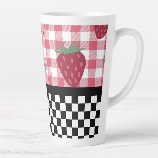 いちごお洒落とチェッカーボード カフェラテマグ (右)