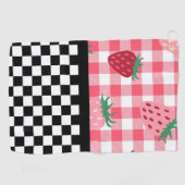 いちごお洒落とチェッカーボード ゴルフタオル (横)