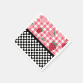 いちごお洒落とチェッカーボード スタンダードカクテルナプキン (角)