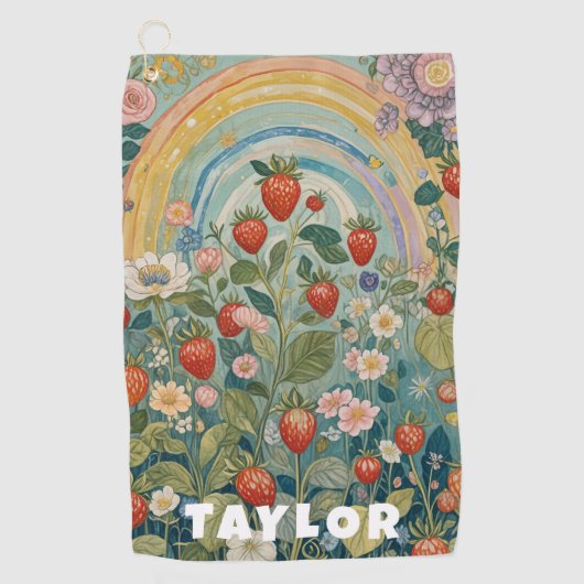 いちごお洒落パッチ ゴルフタオル (正面)