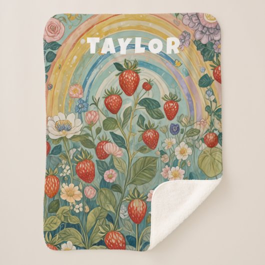 いちごお洒落パッチ シェルパブランケット (正面)