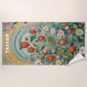 いちごお洒落パッチ ビーチタオル (正面)