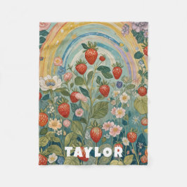 いちごお洒落パッチ フリースブランケット