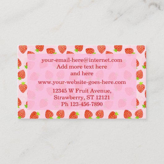 いちごかわいらしクリームのパタパーソナライズされたーン 名刺 (裏面)