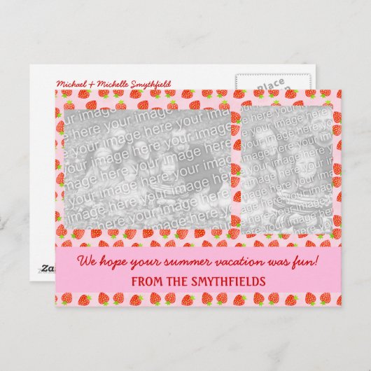 いちごかわいらしクリーム模様 ポストカード (正面/裏面)