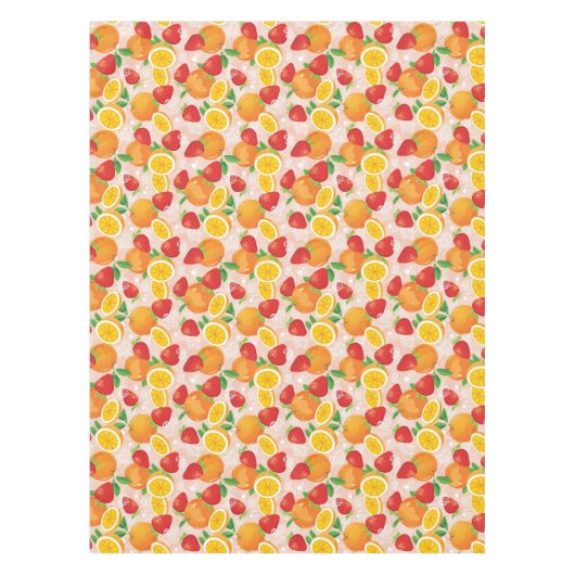 いちごが付いている抽象的なパターン テーブルクロス (正面)