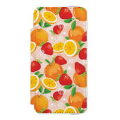 いちごが付いている抽象的なパターン INCIPIO iPhoneウォレットケース (フォリオ 正面)