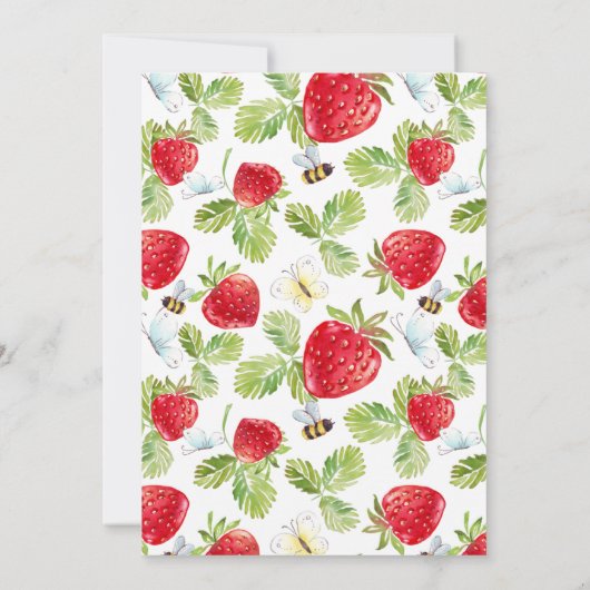 いちごとかすみ草のブライダルシャワー 招待状 (裏面)