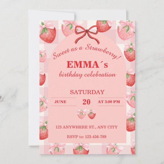 いちごのように甘いBirthday+Invitation+Girl 招待状 (正面)