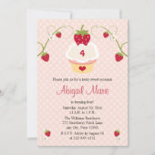 いちごのカップケーキの誕生日の招待状年齢 招待状 (正面)